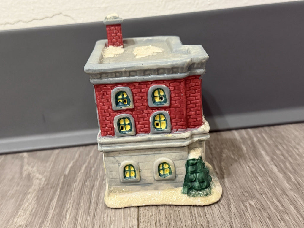Vintage 2004 Christmas Village Fire House Figurine 