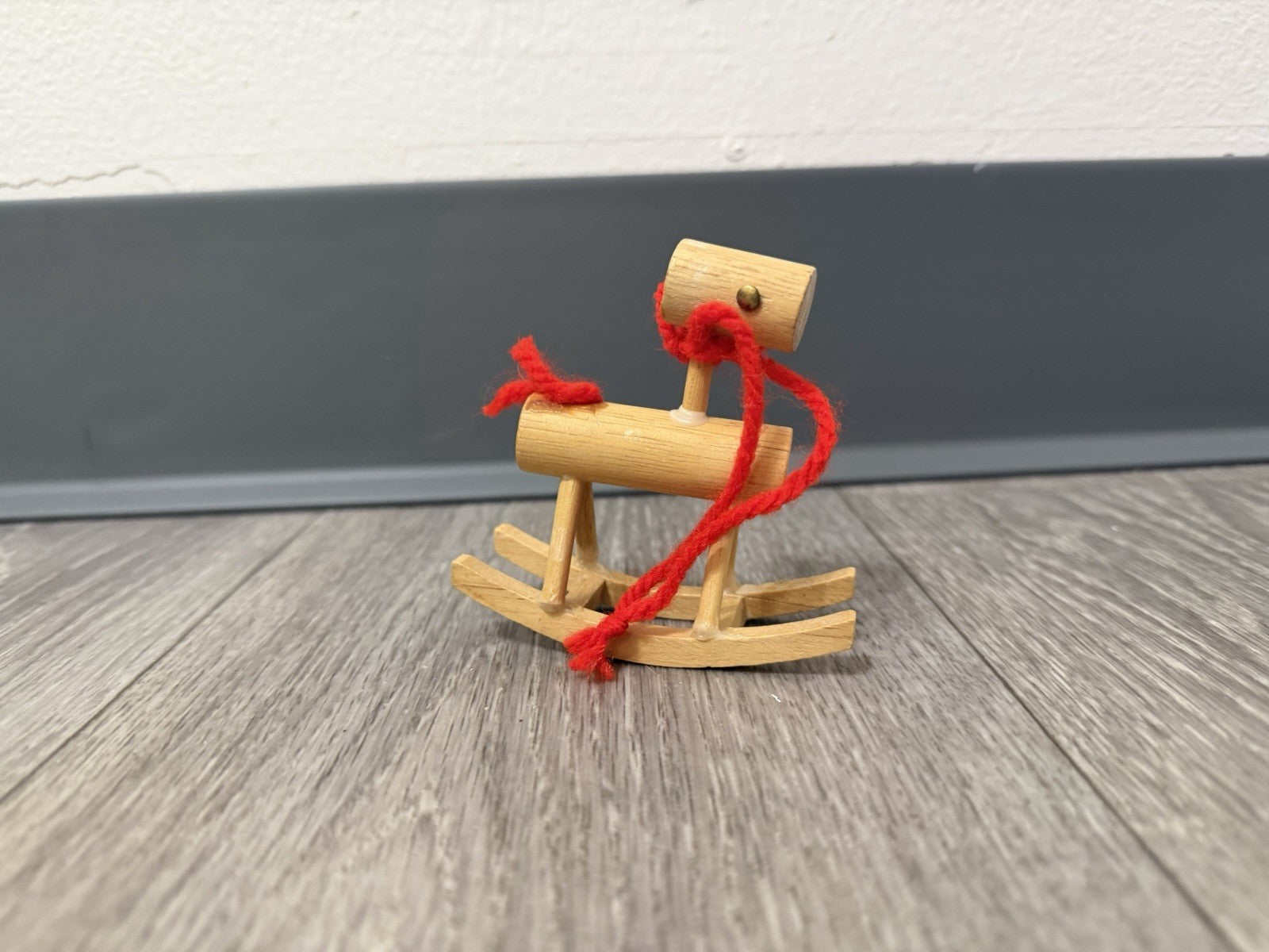 Vintage Wooden Rocking Horse Doll House Or Ornament