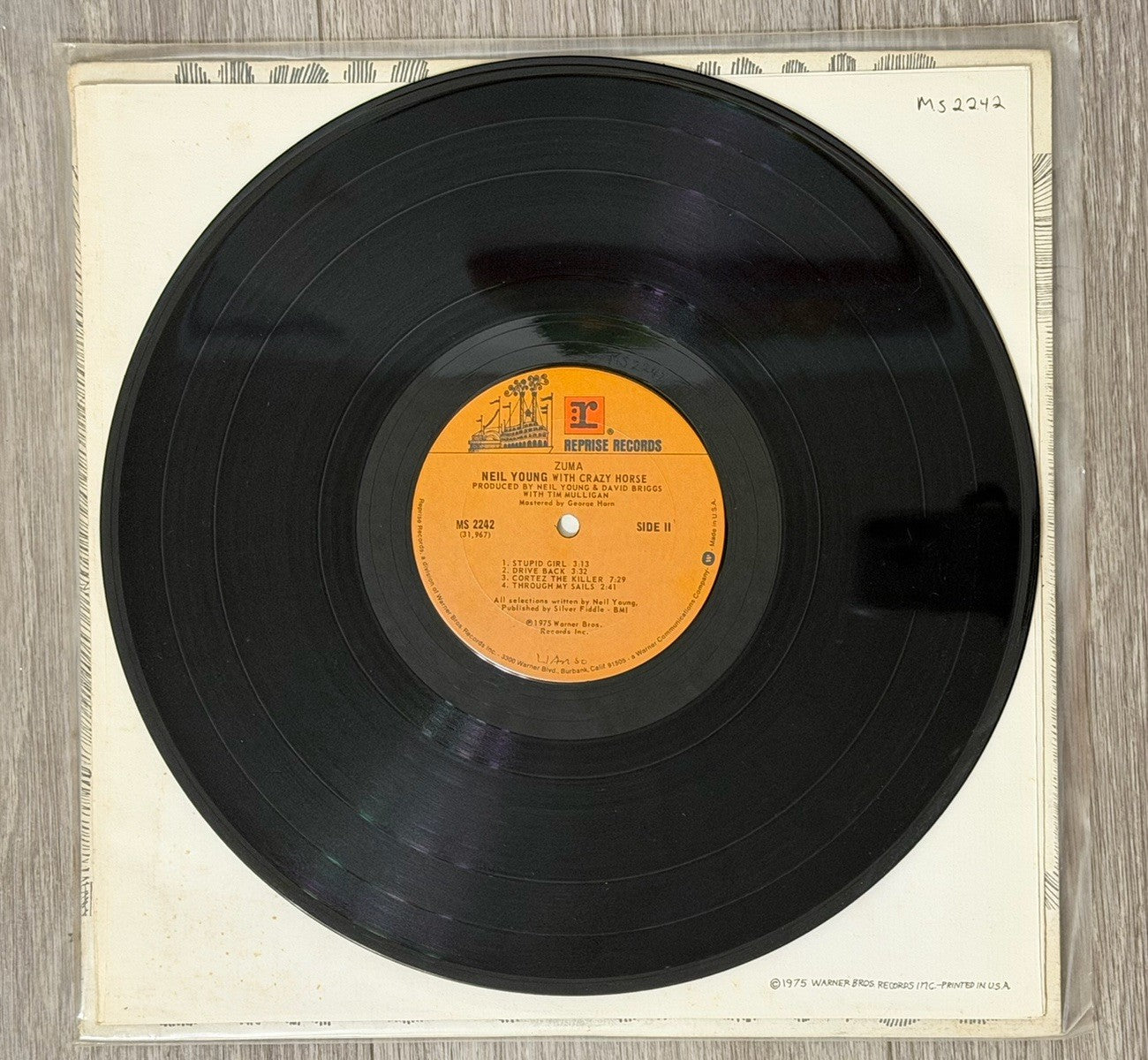 NEIL YOUNG & Crazy Horse Zuma LP Record 1975 Vinyl Reprise MS 2242 VG+
