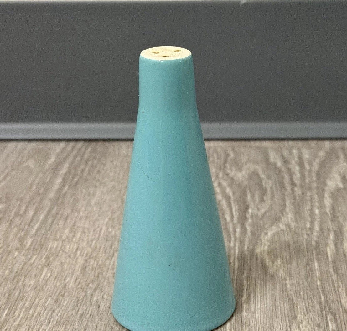 Mid-century Cera-Stone Salt Shaker 4.75” Light Blue