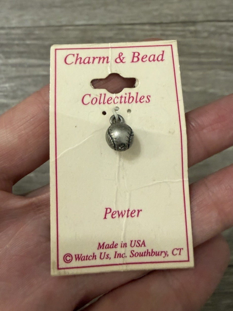 NEW Vintage Pewter Baseball Charm For Bracelets Or Crafts