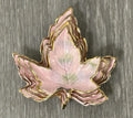 Vintage Ceramic set of 4 Nesting Maple Leaf Dishes 4 inches Pink And Gold