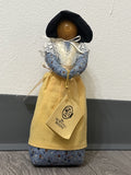VTG 90s/2000s Woman With Bonnet  Faceless Folk Art Country Doll With Tag 9.5”