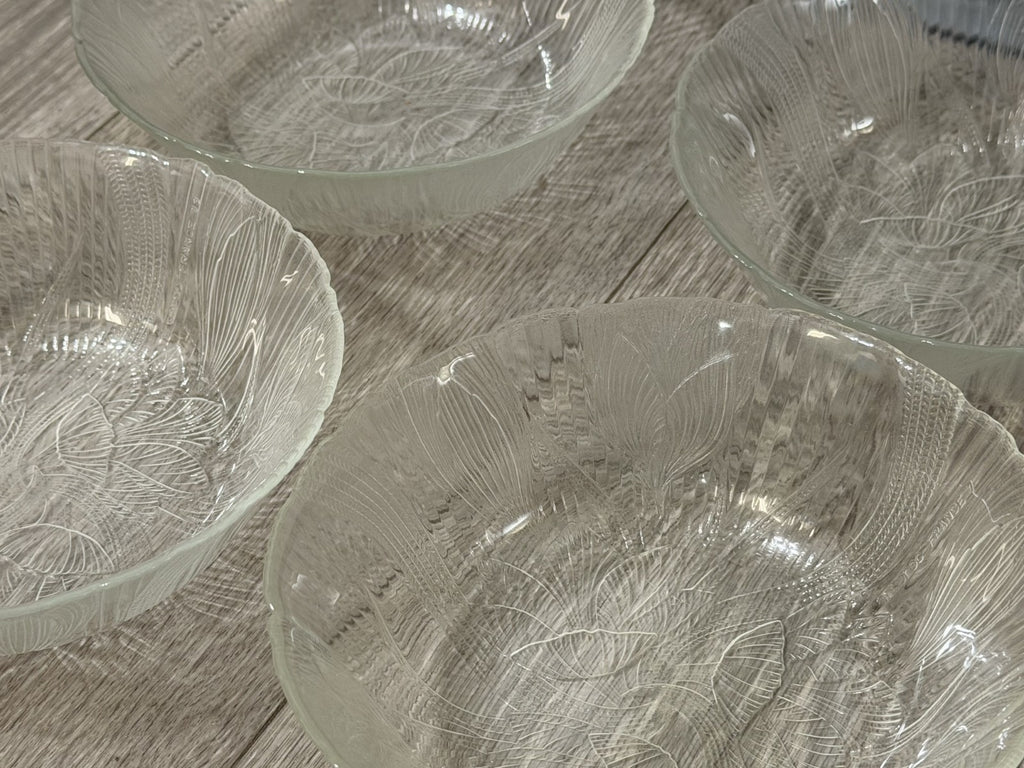 Set of 4 Arcoroc USA Glass Canterbury Crocus 6.25" Cereal/Salad Bowls - textured
