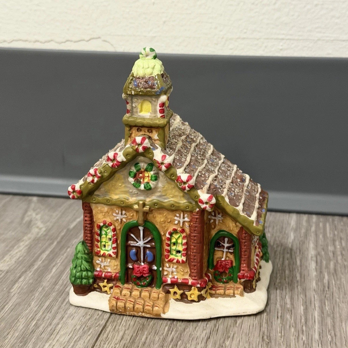 Ginger Frost Lane 2005 Christmas House Church Porcelain Ceramic 5” Tall