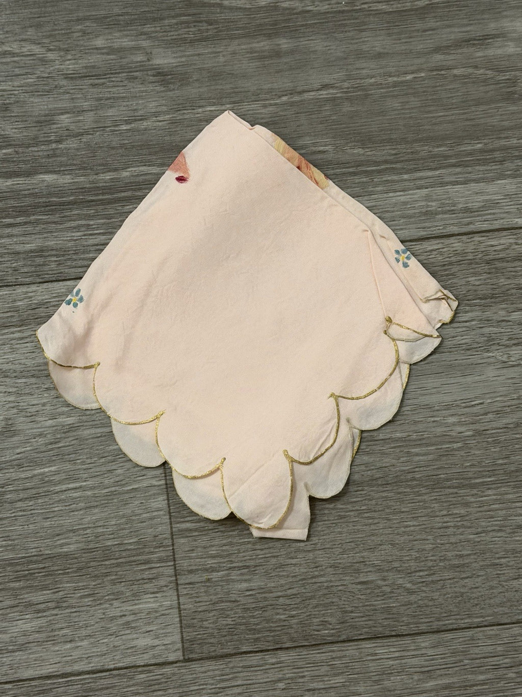 Vintage Windsor Canada Hankerchief Souvenir Hand Painted Pink Floral Hankie