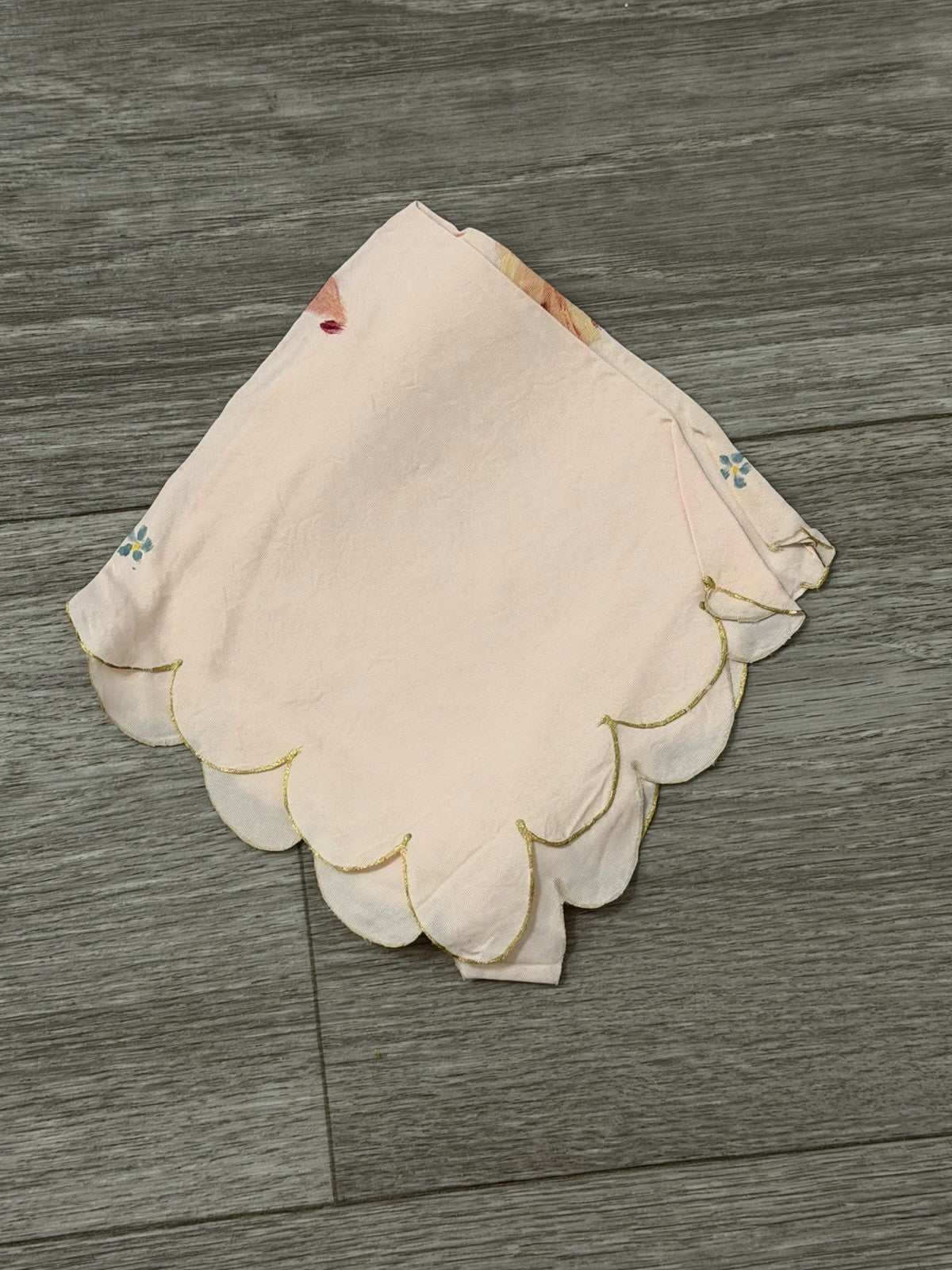 Vintage Windsor Canada Hankerchief Souvenir Hand Painted Pink Floral Hankie