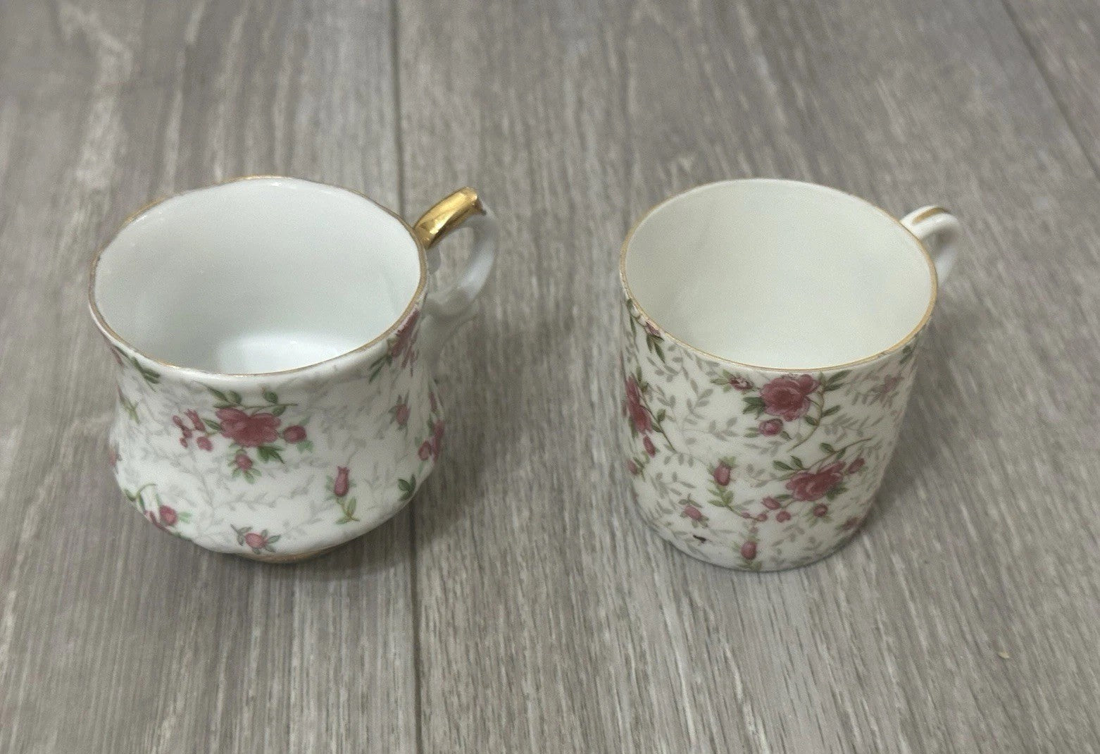 Pair of Vintage Child - Size Lefton & Companion Demitasse Teacups - Hand Painted