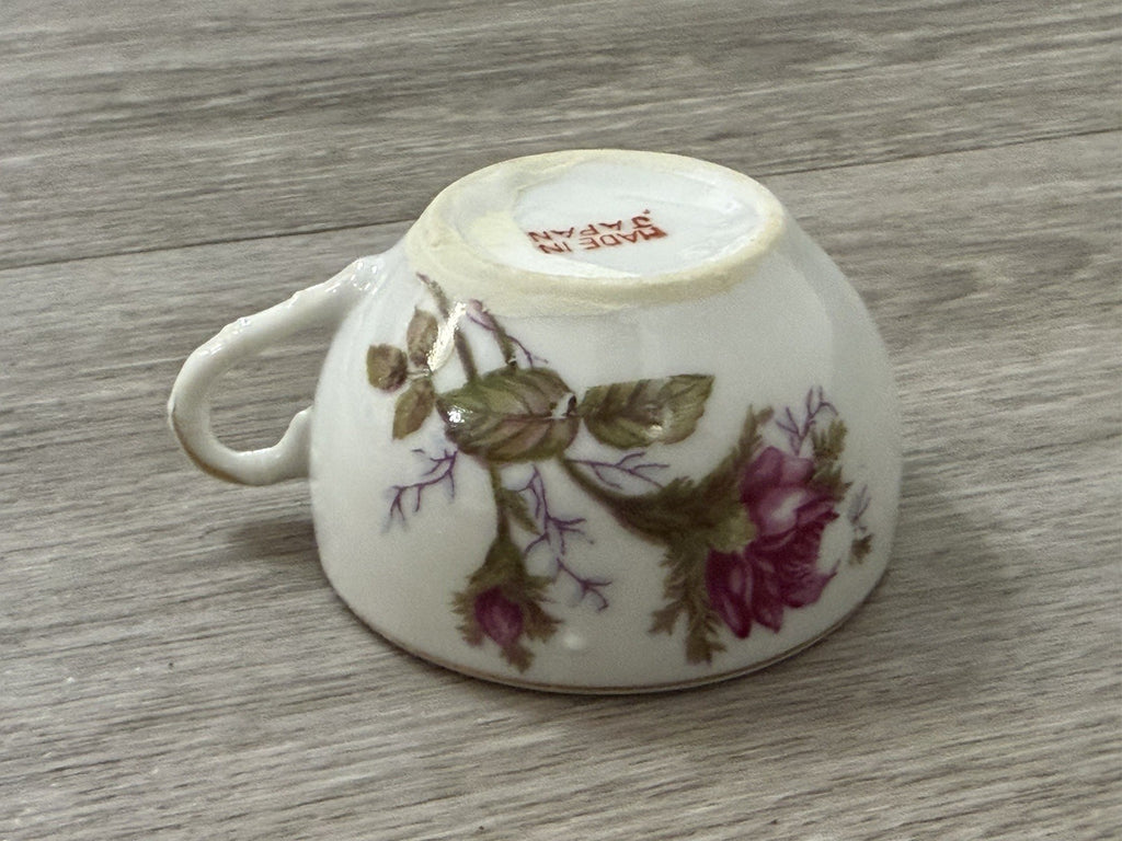 Vintage Small Teacup Moss Rose Design - Cup Only - No Saucer - Made In Japan