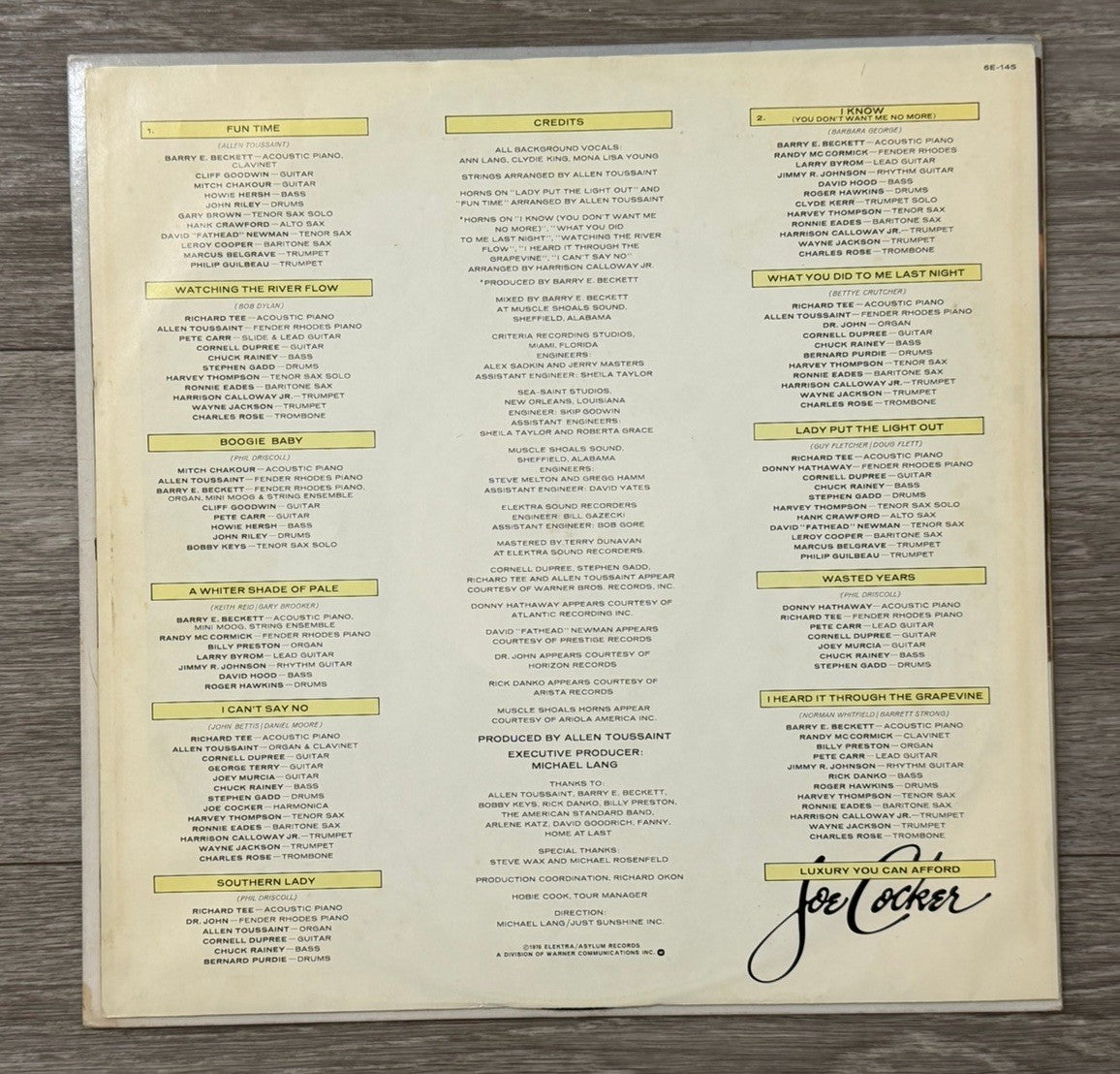 Joe Cocker - Luxury You Can Afford - Vinyl LP - 6E-145-B SP - Stained Cover