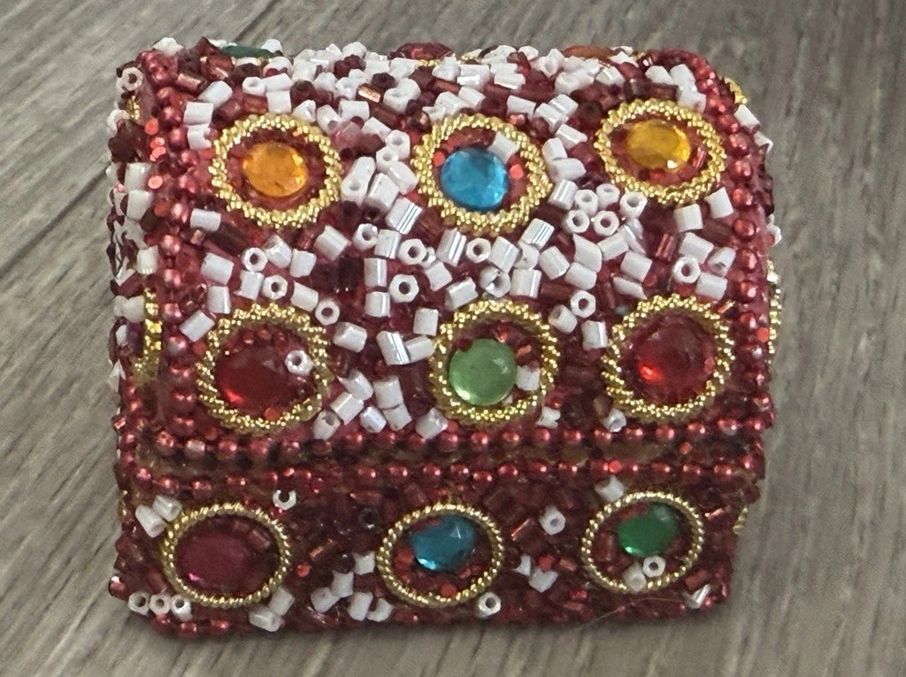 Handcrafted One-of-a-Kind Multi Color Beaded Mini Chest Trinket Gift Box