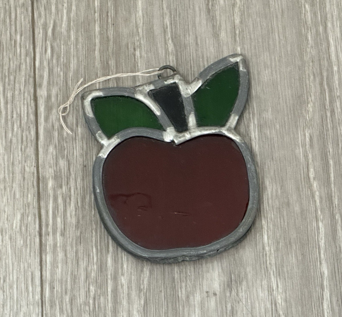 Vintage Apple Stain Glass Sun Catcher Teacher Autumn Fall Harvest