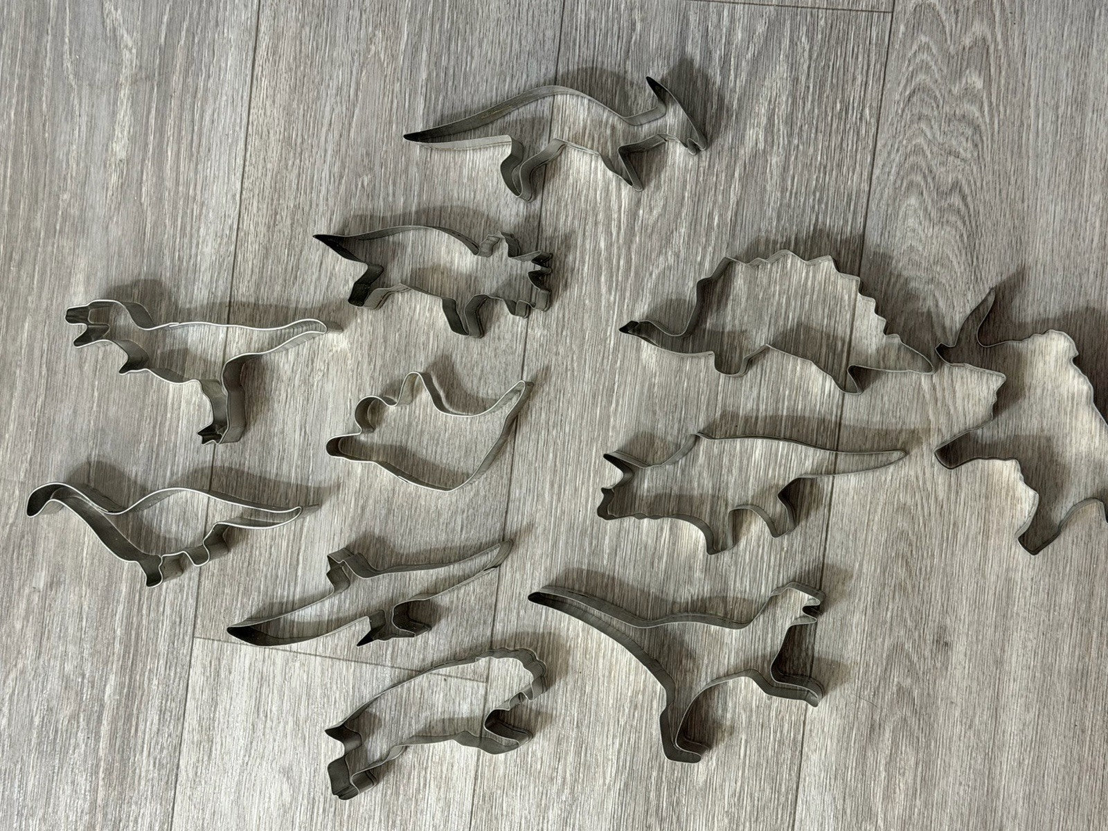 Vintage Cookie Cutters Dinosaur / Prehistoric + 1 Ghost Set of 11 4.5-6" Metal