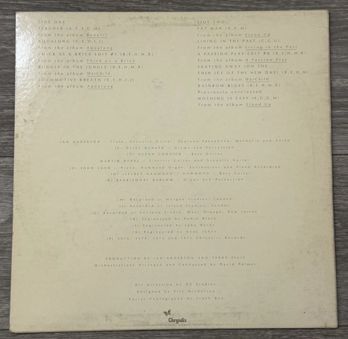JETHRO TULL – M.U. The Best Of Jethro Tull Vinyl LP Record Chrysalis CHR 1078