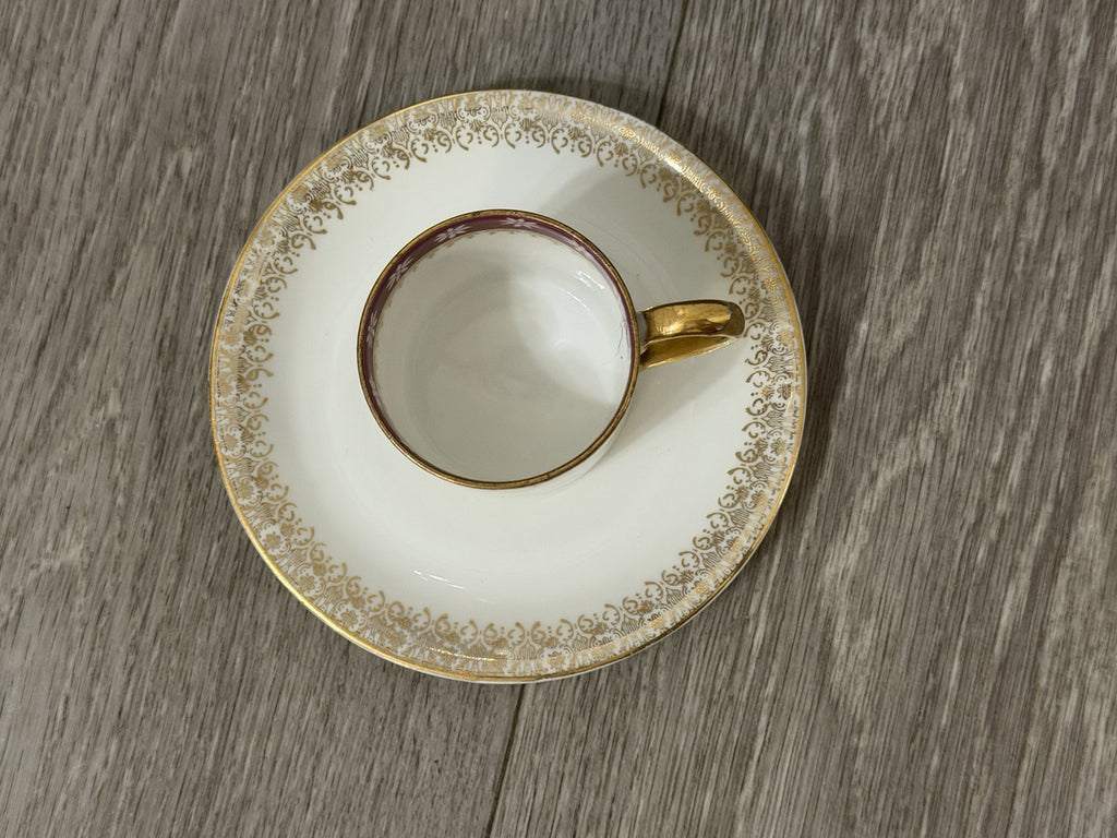 Small Size Antique CT Altwasser Germany Porcelain Tea Cup & Saucer Set Gold Trim