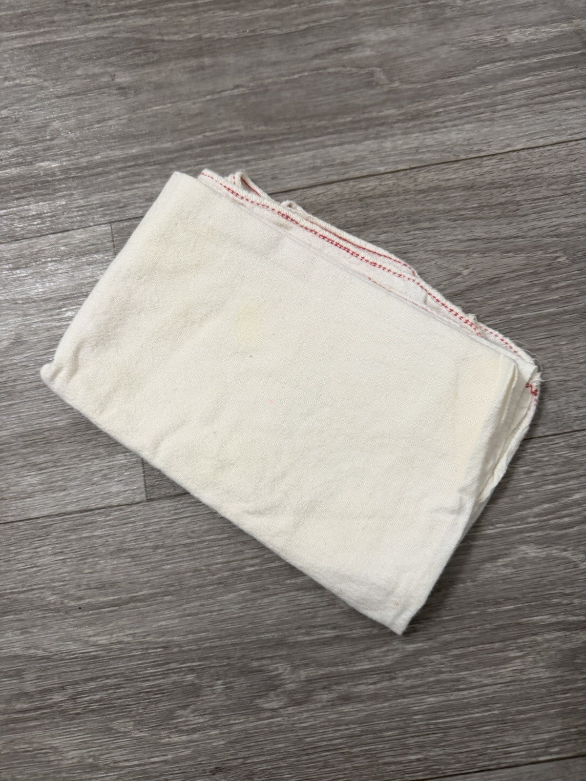 Vintage Dish Drying Towel / Tea Towel 24x35” Off White With Red Edges