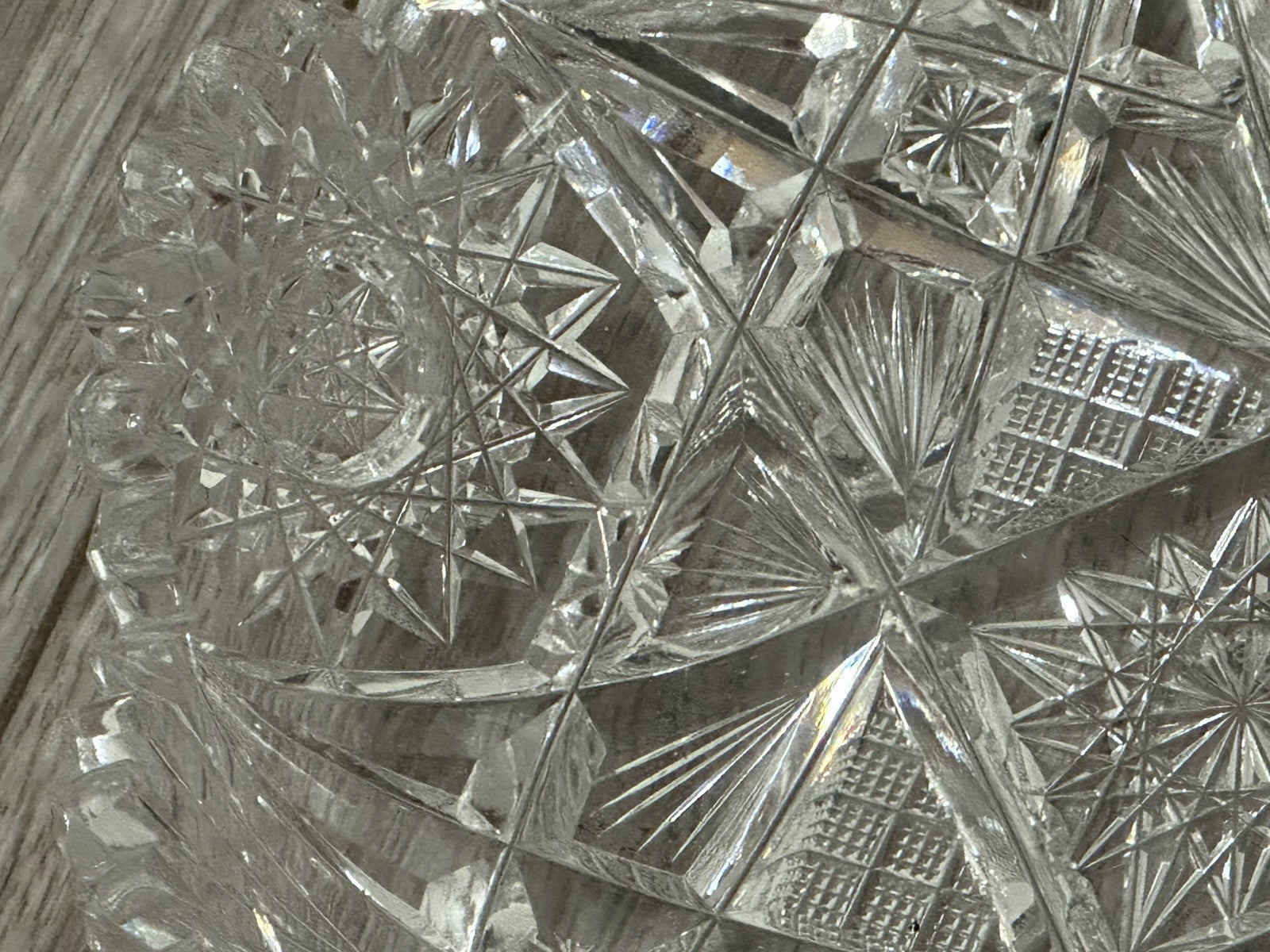 VNT Brilliant Cut Crystal Sawtooth Edge Low Bowl 6” -  Geometric Pattern