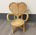 Vintage Cute Heart Wicker Doll, Bear Plush, Chair 9.5" Tall