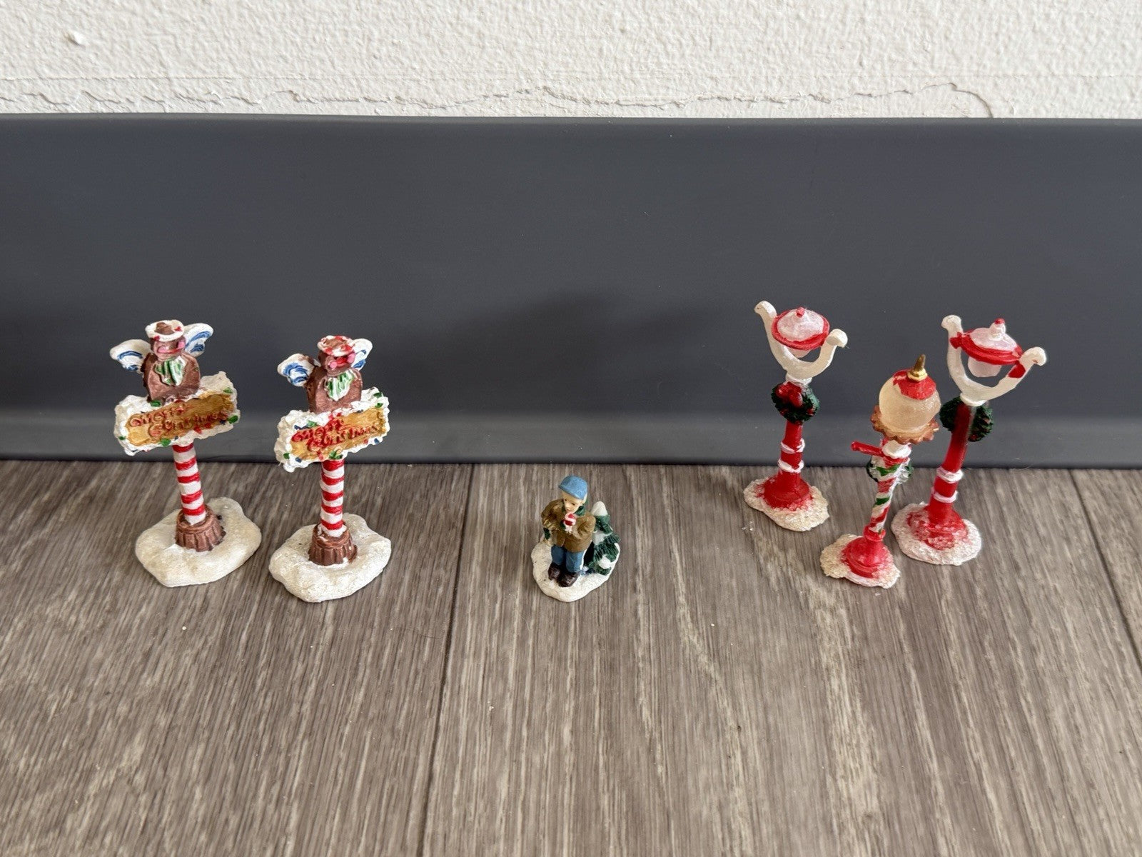 Small Multicolor Resin Christmas Figurines Set, Traditional Style, Pack of 6