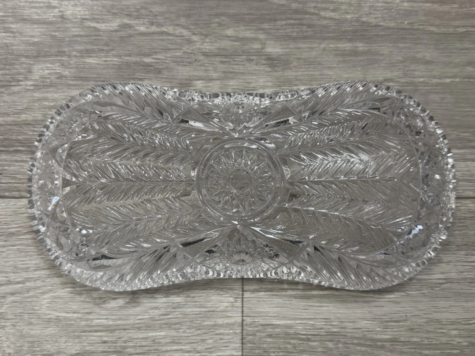 American Brilliant Sawtooth Cut 9 7/8" X 4.5" Glass Crystal Celery  Dish Damaged
