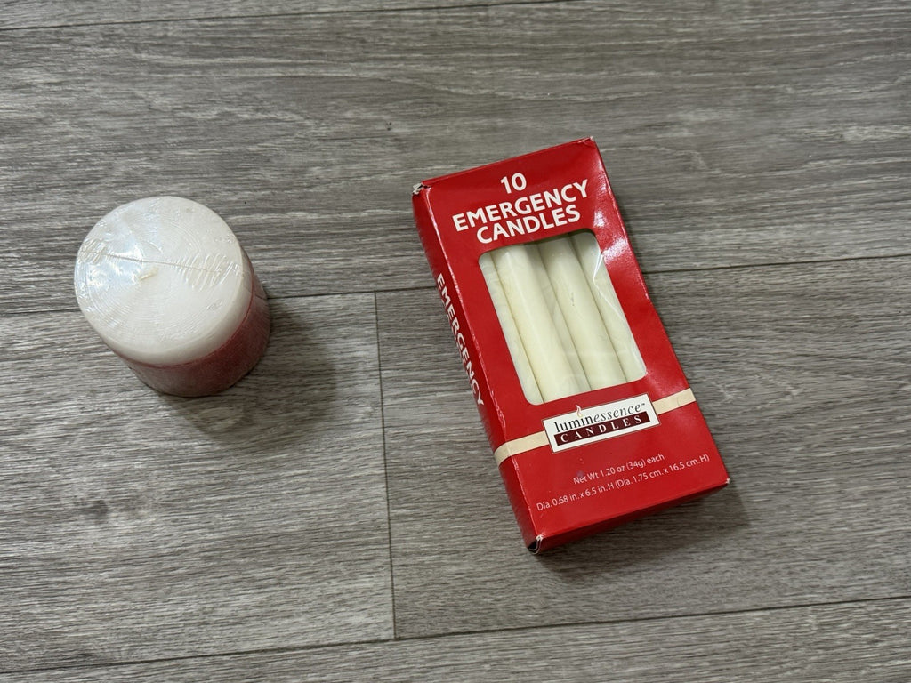 Luminessence Household Emergency Box Of Candles (incomplete) & Red/White Candle
