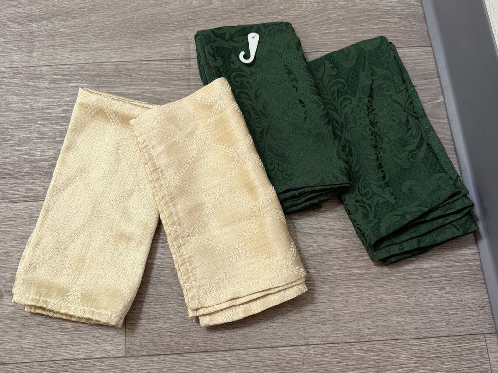 6 Cloth Napkins Cream & Green Festive Fall Holiday Jaclyn Smith Traditions