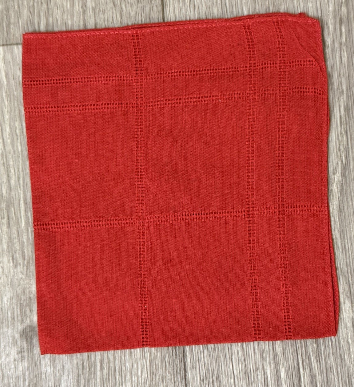 Vintage Bright Red Handkerchief Hanky With Embroidered Flowers Floral For Women
