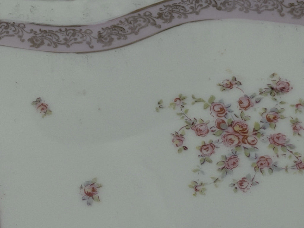 Victoria Carlsbad Austria Dresser Vanity Tray Floral Butterfly Shape Pinks