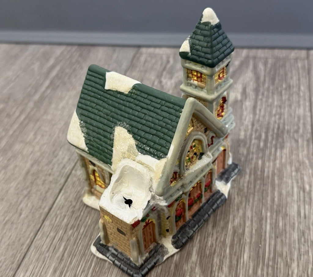 BROKEN- Vintage Small Porcelain Church For Christmas Village
