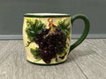 Vintage Italian Style Ceramic Grape Mug | Hand-Painted Relief, Red Grapes