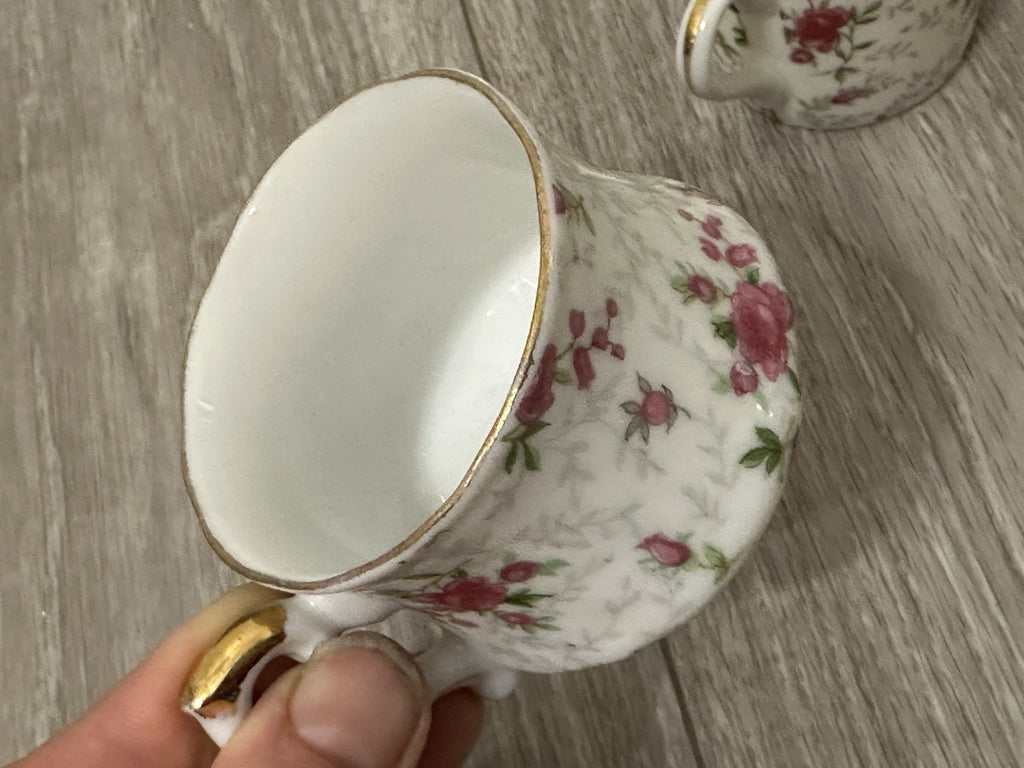 Pair of Vintage Child - Size Lefton & Companion Demitasse Teacups - Hand Painted