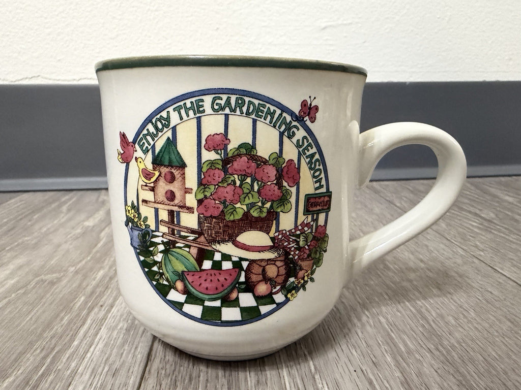 International Tableworks Coffee Mug Stoneware “Enjoy The Gardening Season” VNTG