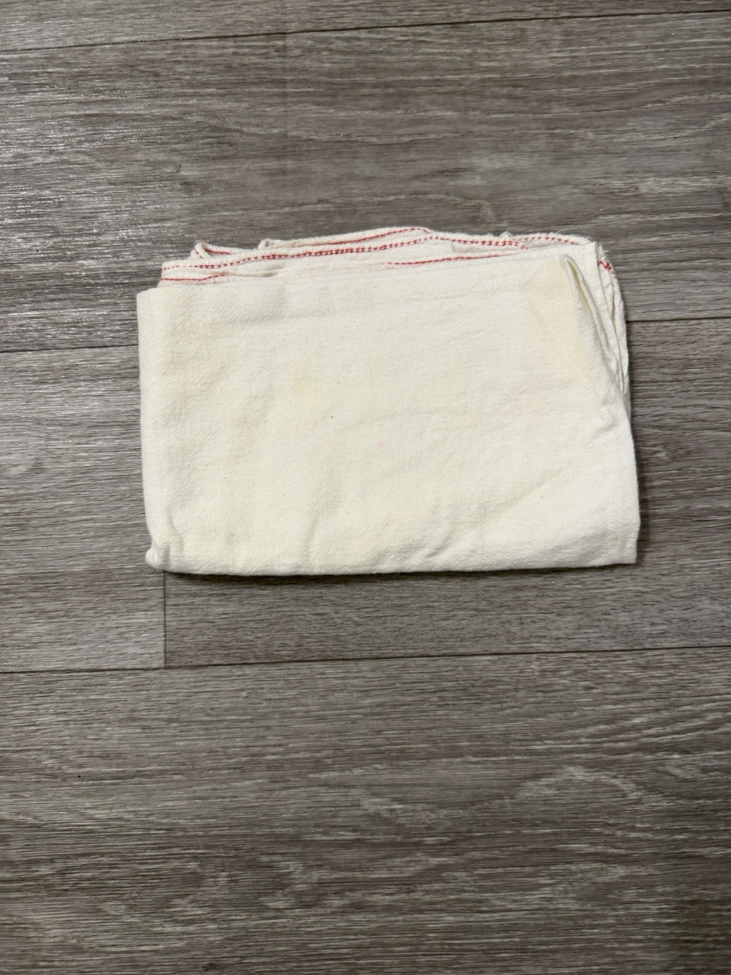 Vintage Dish Drying Towel / Tea Towel 24x35” Off White With Red Edges