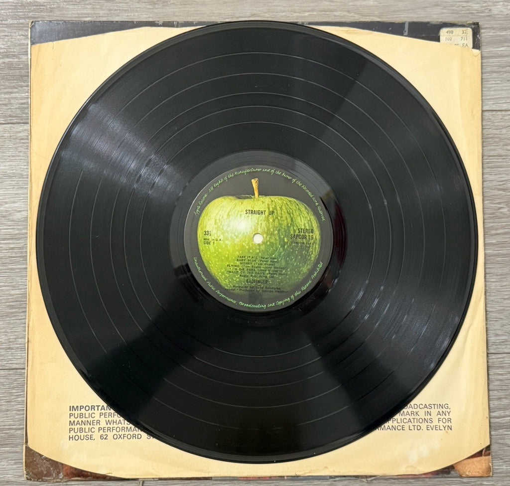 BADFINGER Straight Up LP Apple 1972 Stereo EARLIEST EVER UK 1st Press VG