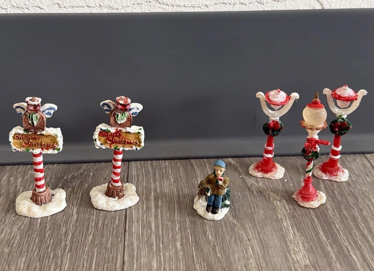 Small Multicolor Resin Christmas Figurines Set, Traditional Style, Pack of 6