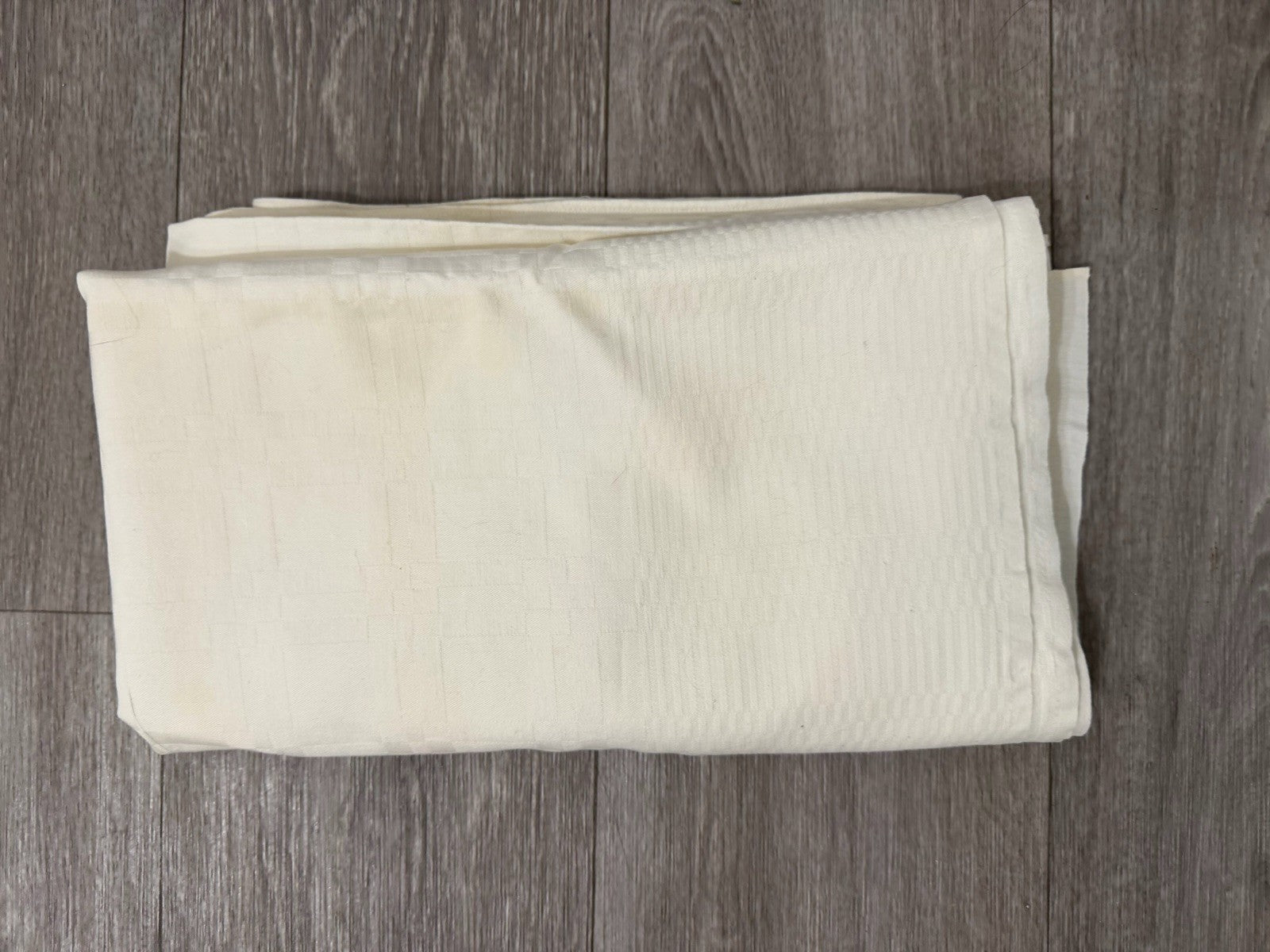 Vintage White Tablecloth 55” X 47” Stained