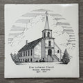 Elim Lutheran Church Hooper, Nebraska 1871-1971 Black & White Tile Trivet Cork