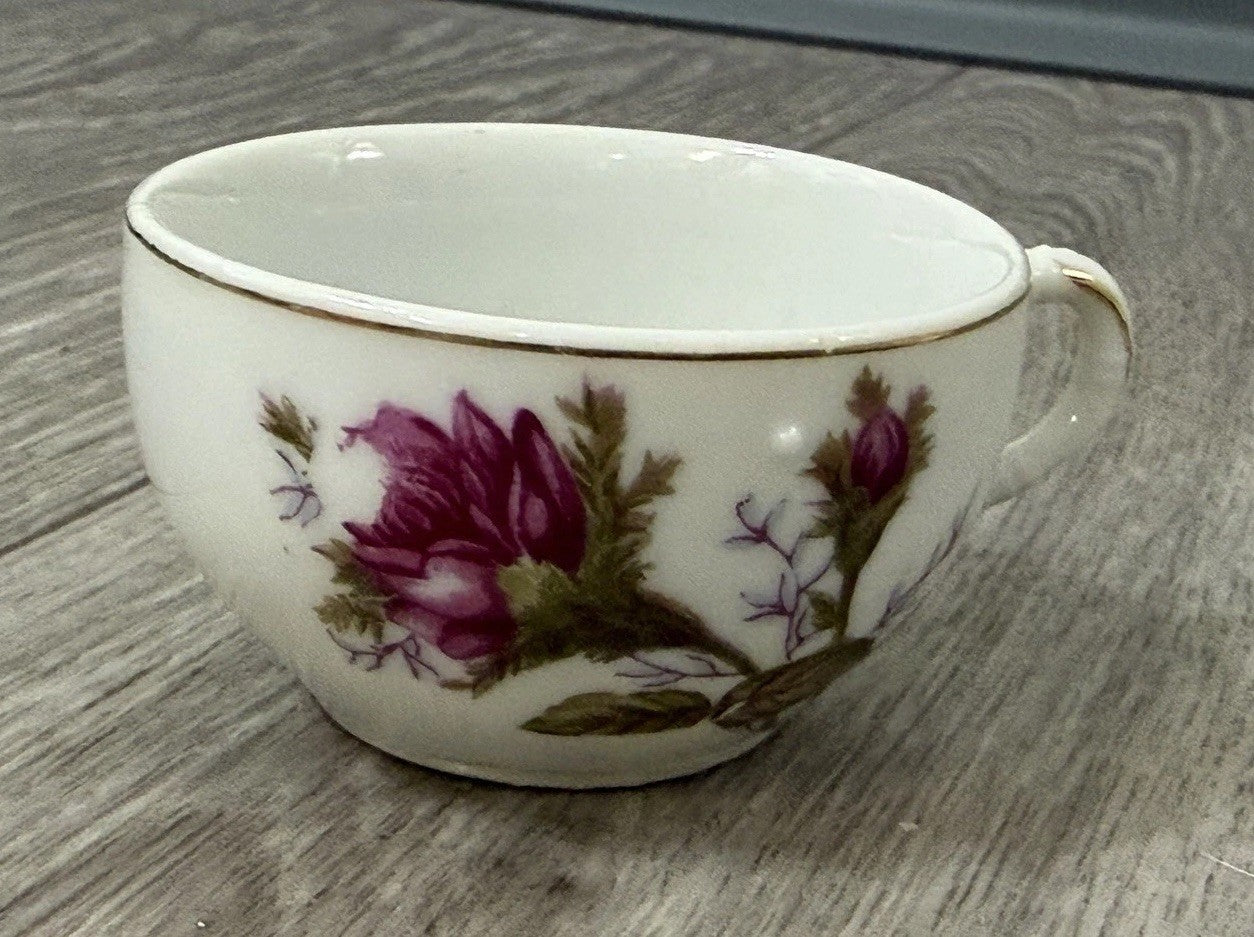 Vintage Small Teacup Moss Rose Design - Cup Only - No Saucer - Made In Japan
