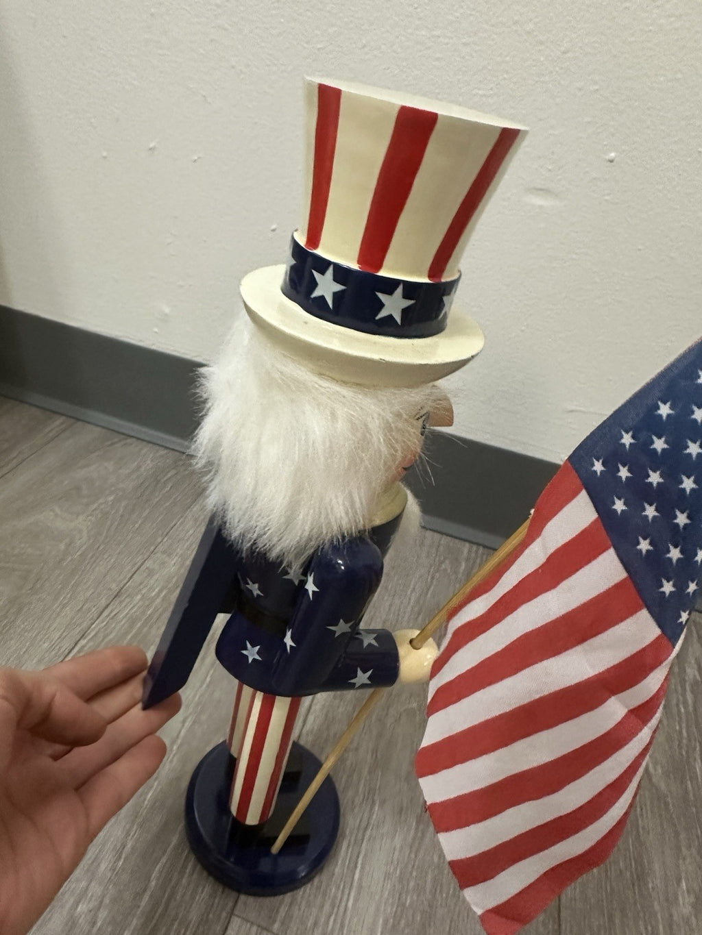 Americana Stars & Stripes Nutcracker Red White & Blue American Flag 14 3/4” EUC