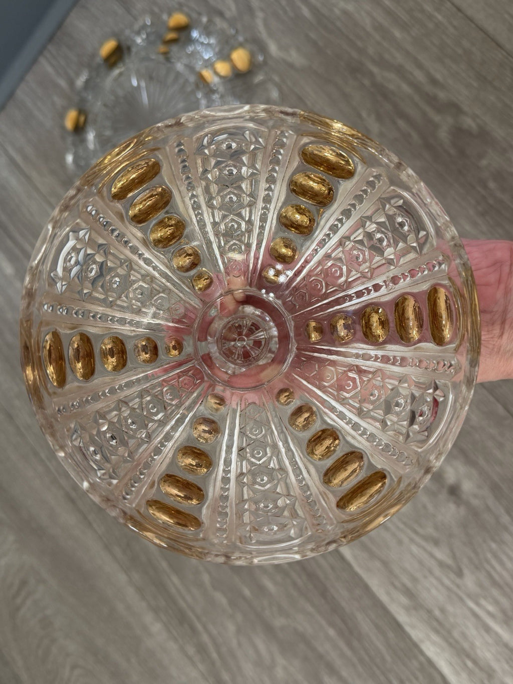 Vintage Good Drops Butter Dish w/ Domed Lid - Gold/Pressed Glass Has Chips