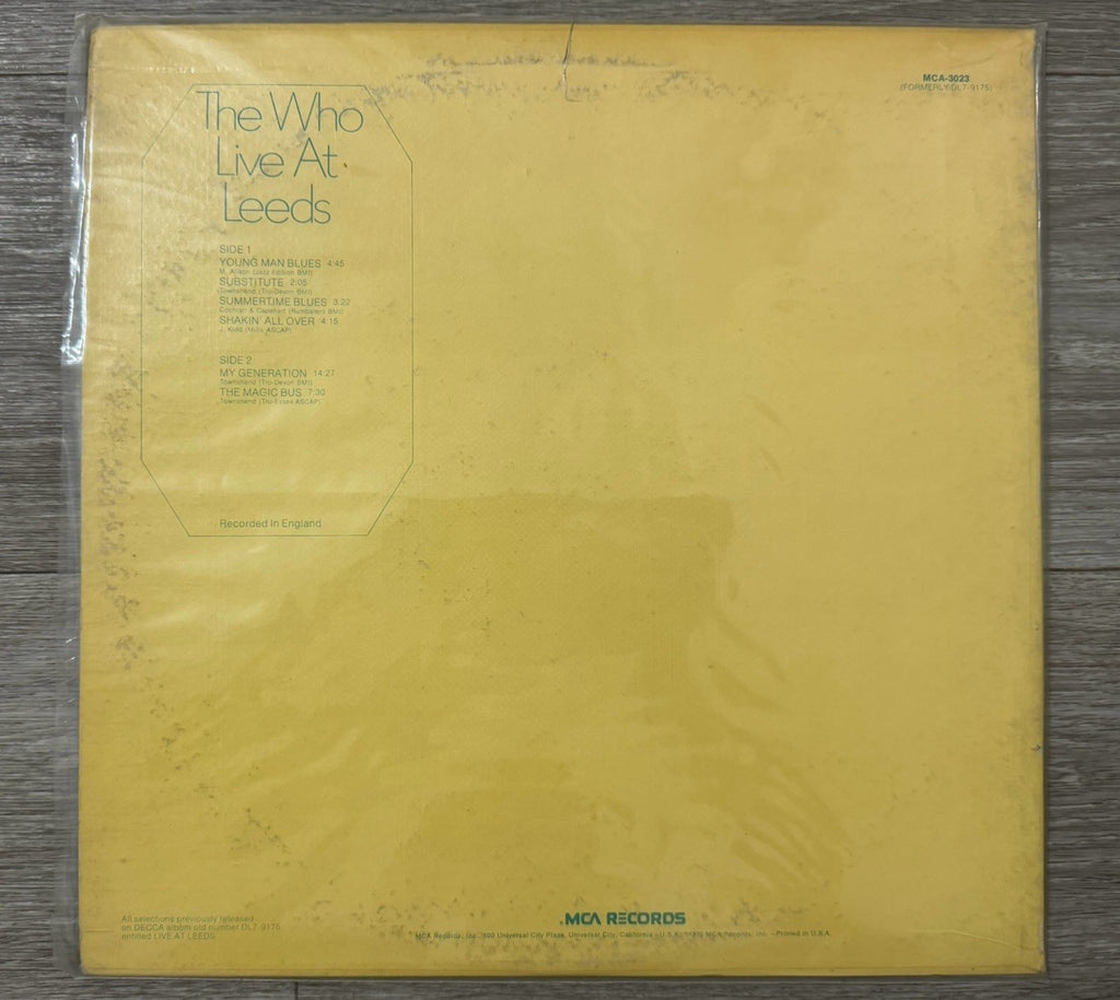 THE WHO - Live At Leeds (MCA) - 12" Vinyl Record LP No Insert