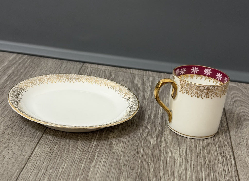 Small Size Antique CT Altwasser Germany Porcelain Tea Cup & Saucer Set Gold Trim