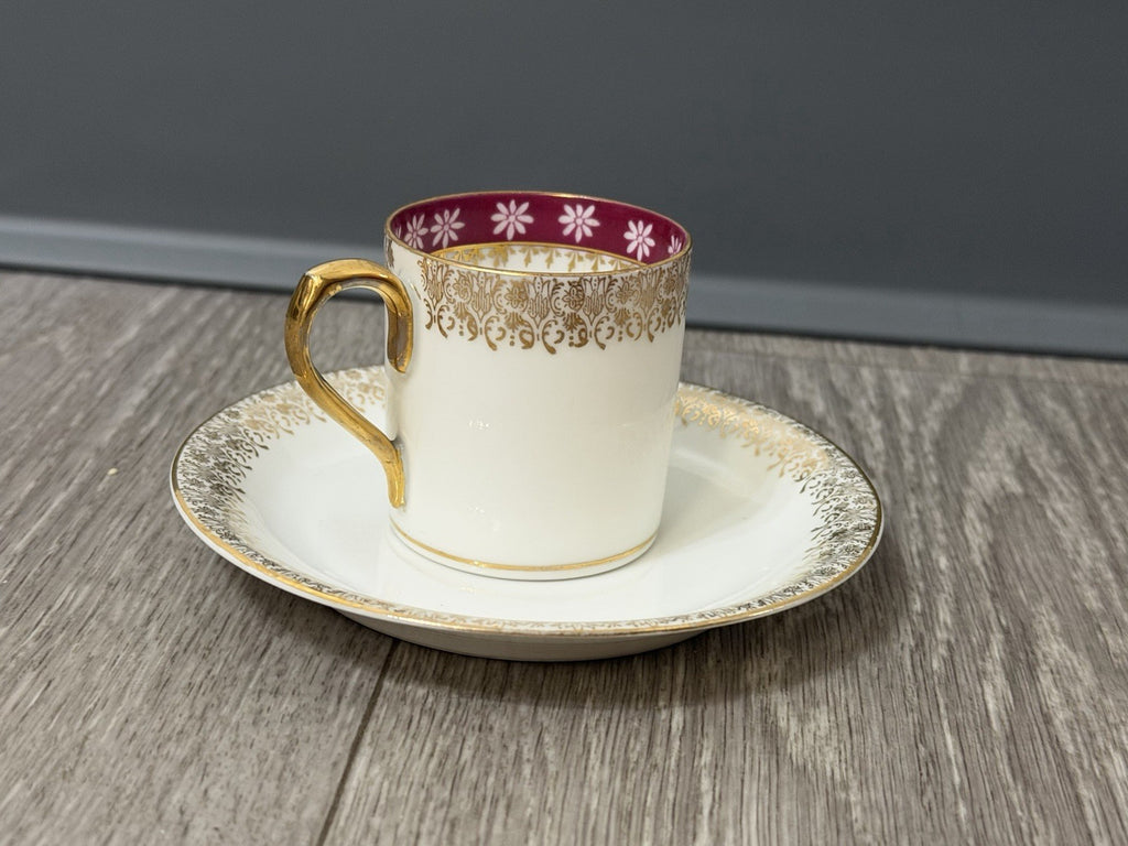 Small Size Antique CT Altwasser Germany Porcelain Tea Cup & Saucer Set Gold Trim