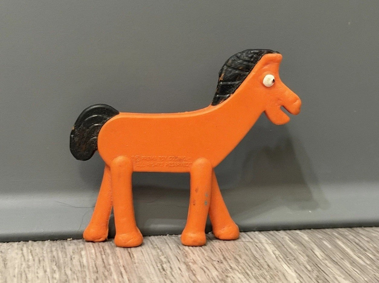 Vintage Prema Toys Gumby POKEY Orange Horse 2.5” Long Super-Flex Figure