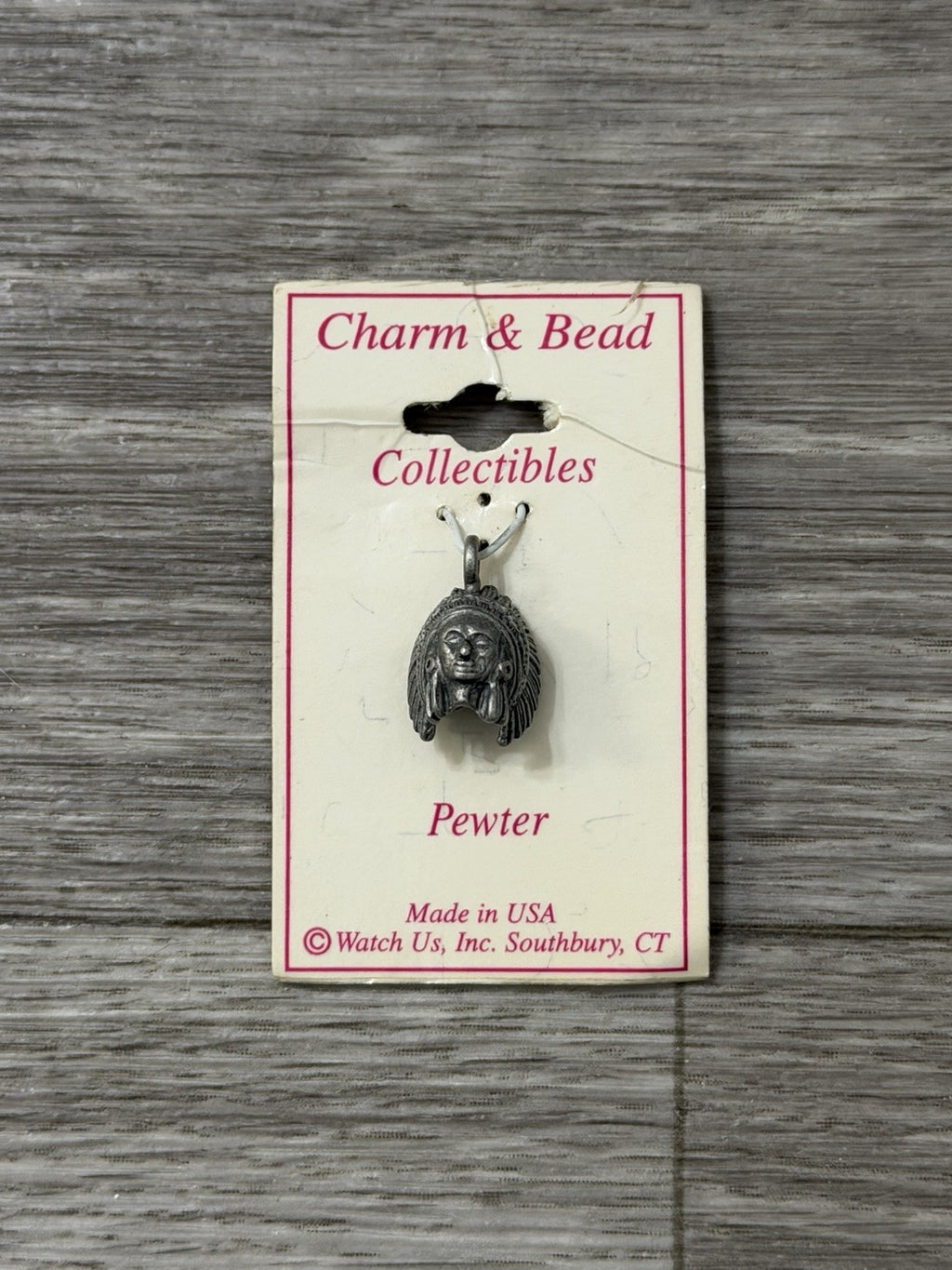 NEW Vintage Pewter Charm Western Native American Chief Charm