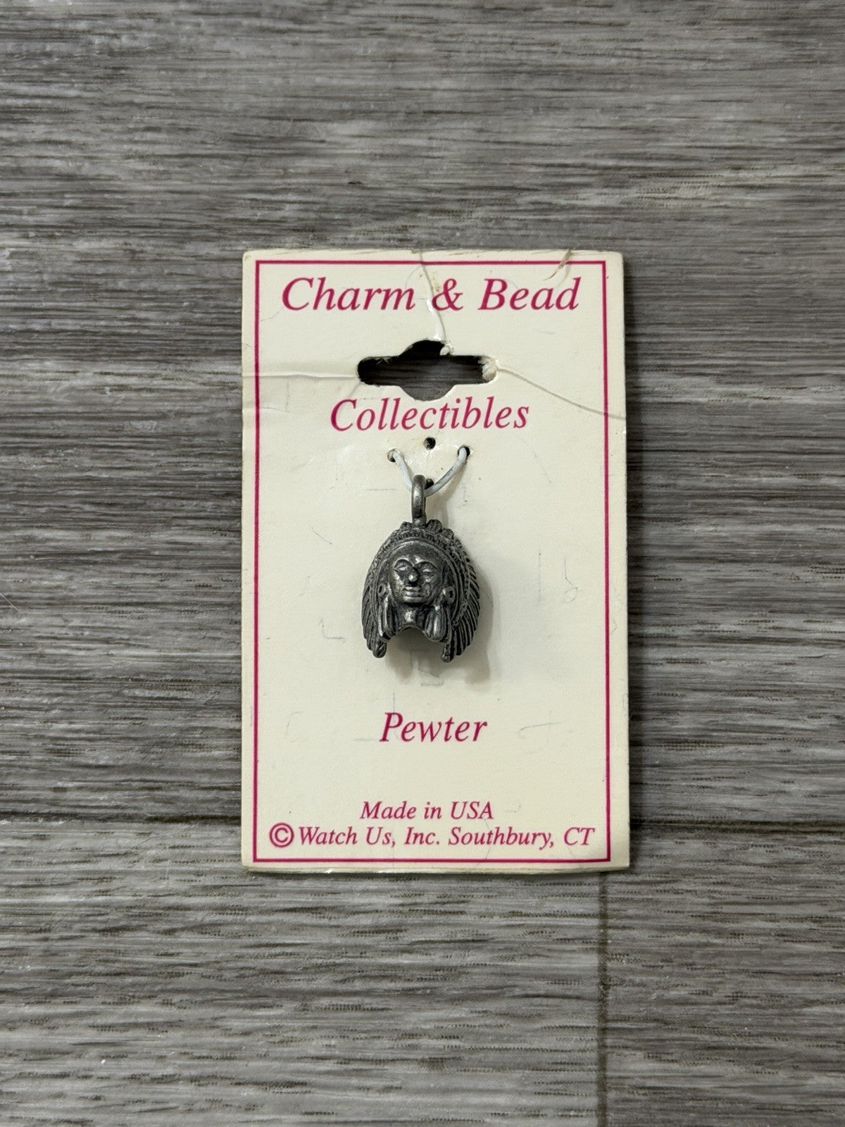 NEW Vintage Pewter Charm Western Native American Chief Charm