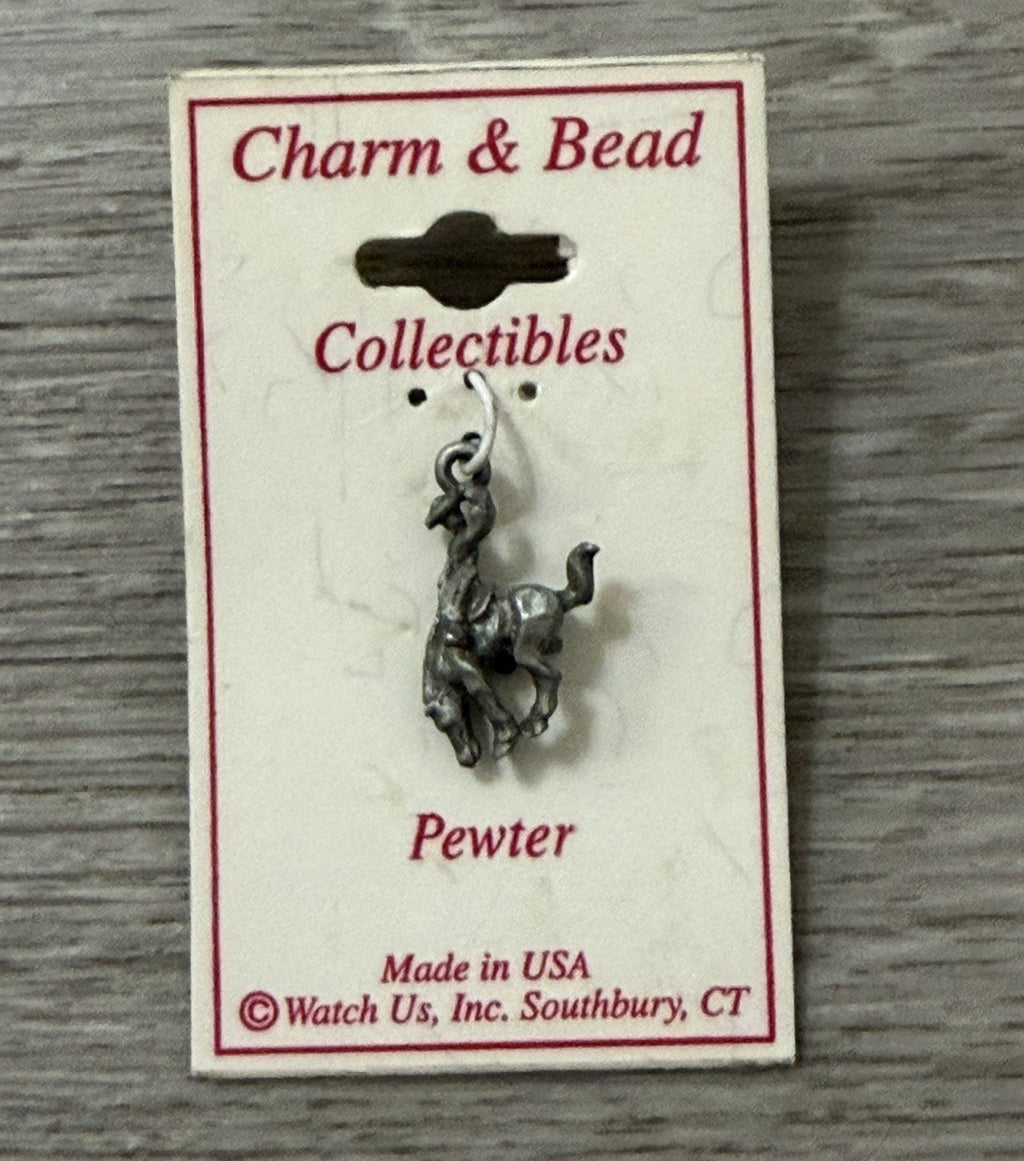 NEW Vintage Pewter Charm Cowboy And Horse Western
