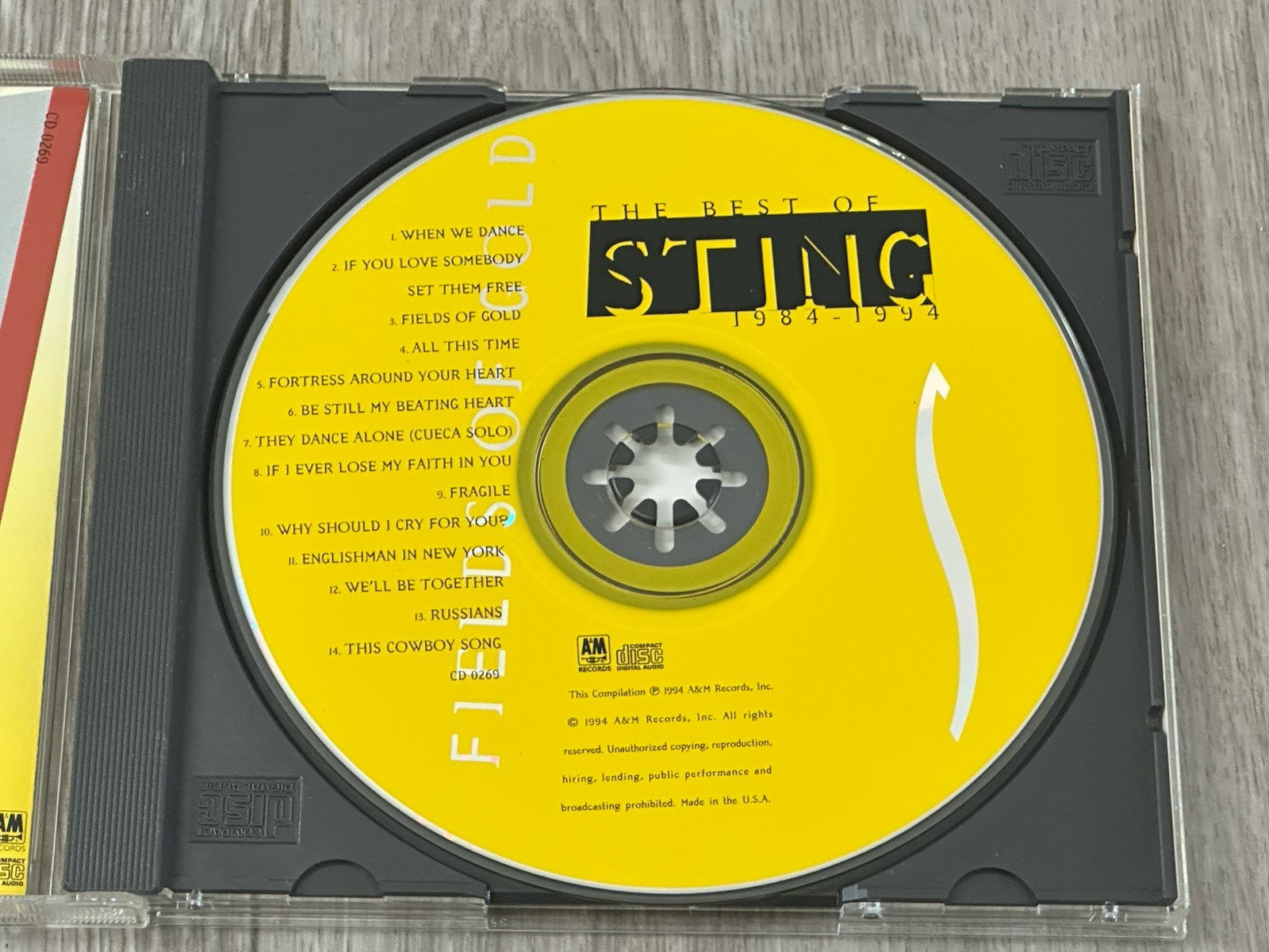 Sting – Fields of Gold 1984–1994 (1994 A&M) Good/Very Good Condition
