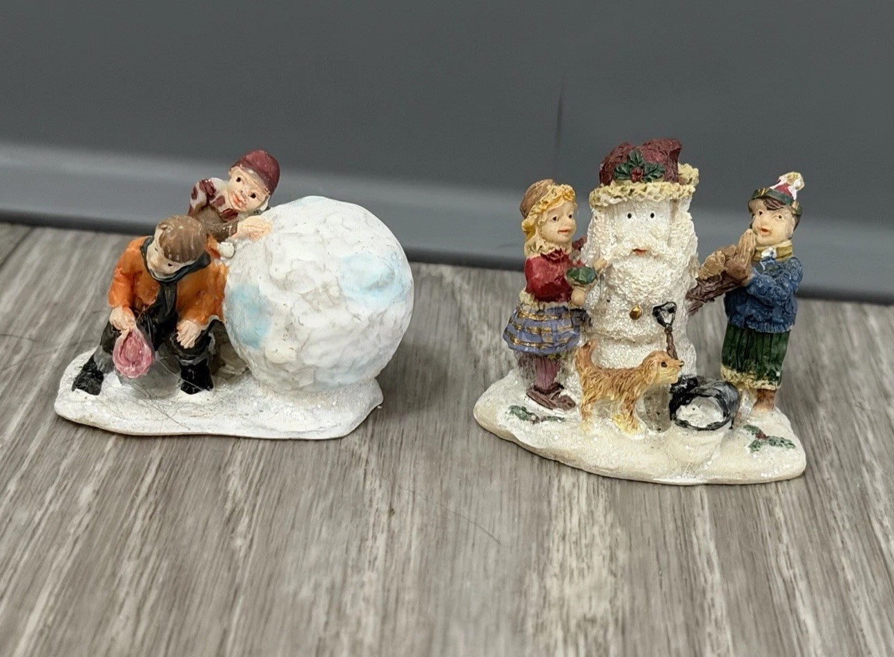 Christmas Village Figurines Lot of  2 Holiday Snow Figures