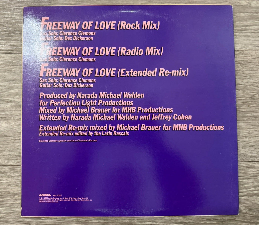 Freeway of Love Aretha Franklin 1985 12 Inch 33 1/3 Vinyl Single Record Arista 